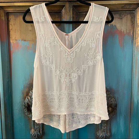 Free People Tops - Free People Beaded Sleeveless Top Size XS
